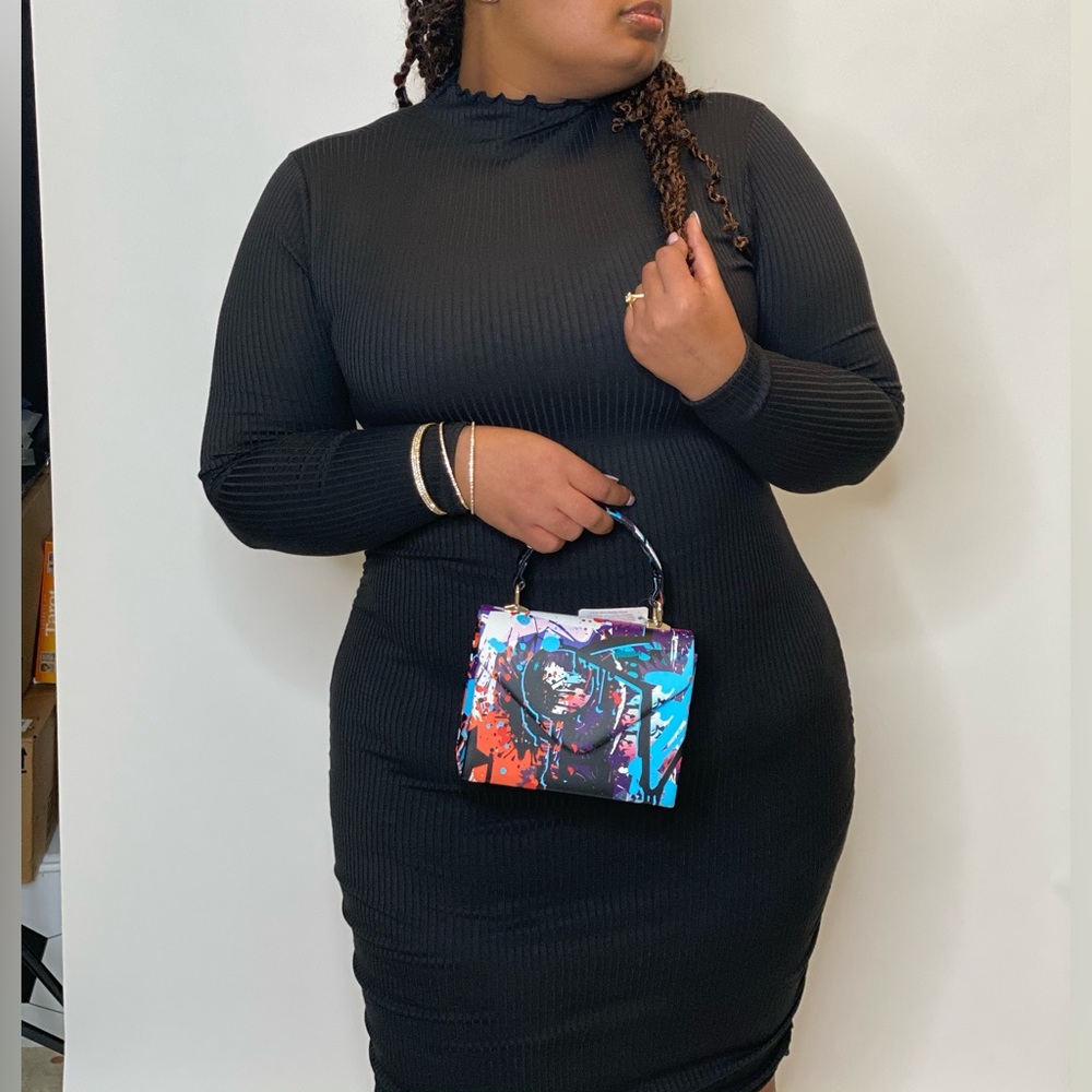 Ribbed Mock Neck Bodycon Dress - Picture 3 of 3